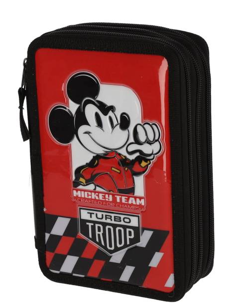 Penar 3D Mickey Mouse Rosu cu 3 Fermoare Neechipat Disney cu Compartimente Multiple